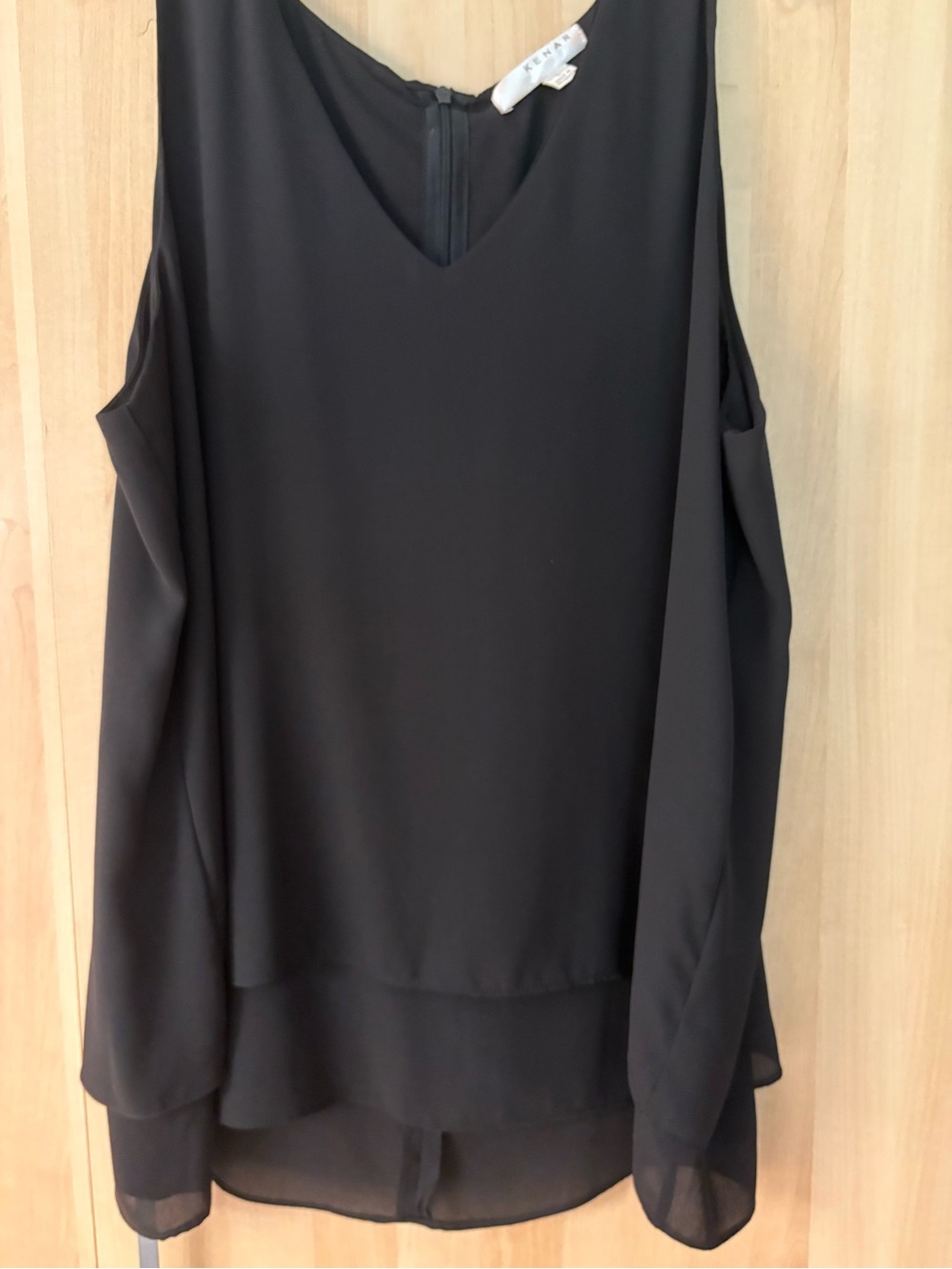 Black V-Neck Women's sleeveless chiffon layered Top